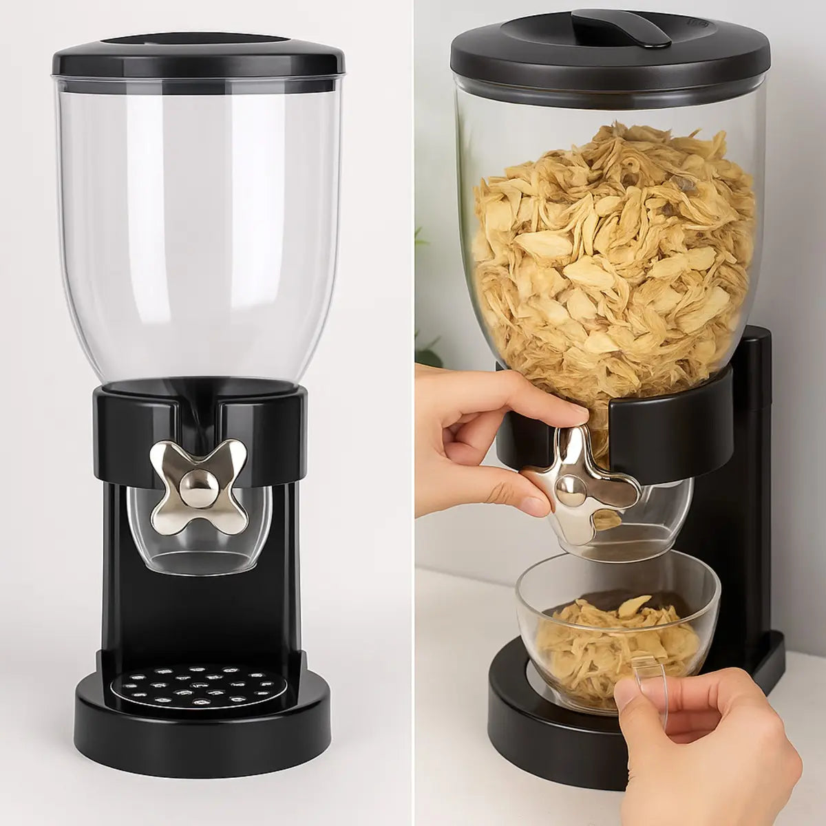 Dispenser Dispensador Doble Cereales Granos Cerealero 500 Gr Color Negro